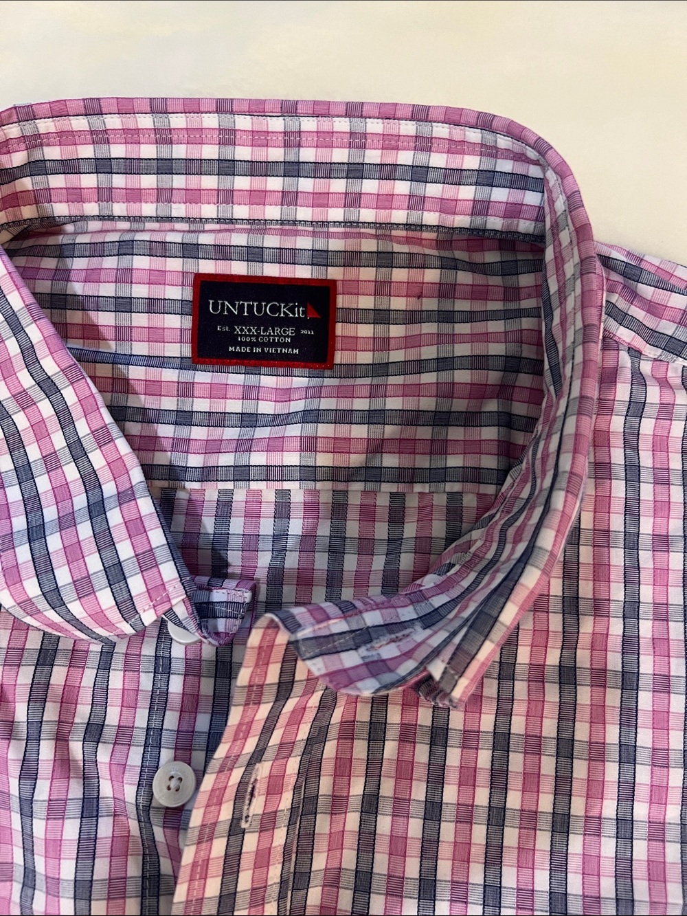UNTUCKit Pink and Gray Plaid Button-Down Shirt